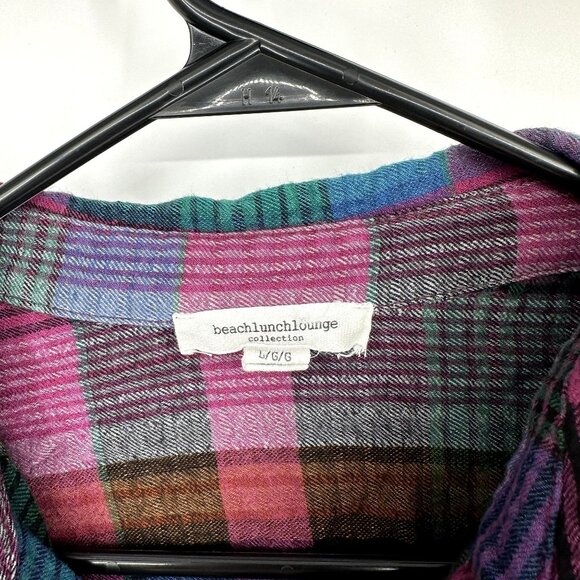 beach lunch lounge plaid button down size large‎ - Picture 4 of 5
